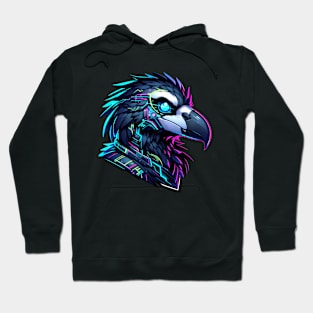 Cyberpunk Neon Anthro Avian Raven or Crow Hoodie